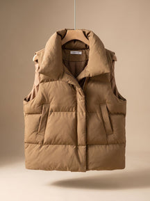 Women's Insulated Shawl-Collar Vest | Annika in Khaki - Juana Fashion