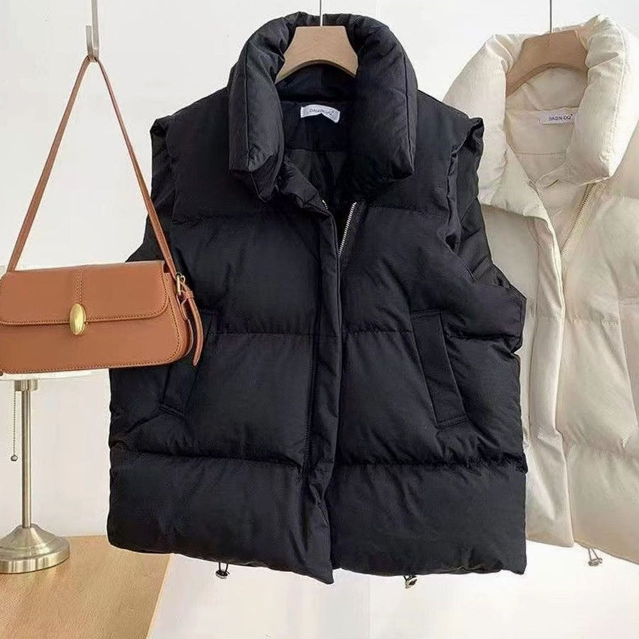 Women's Insulated Shawl-Collar Vest | Annika in Black - Juana Fashion