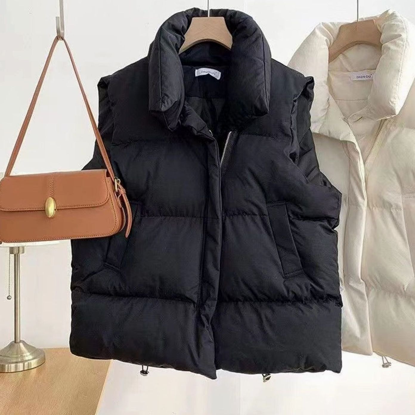 Women's Insulated Shawl-Collar Vest | Annika in Black - Juana Fashion