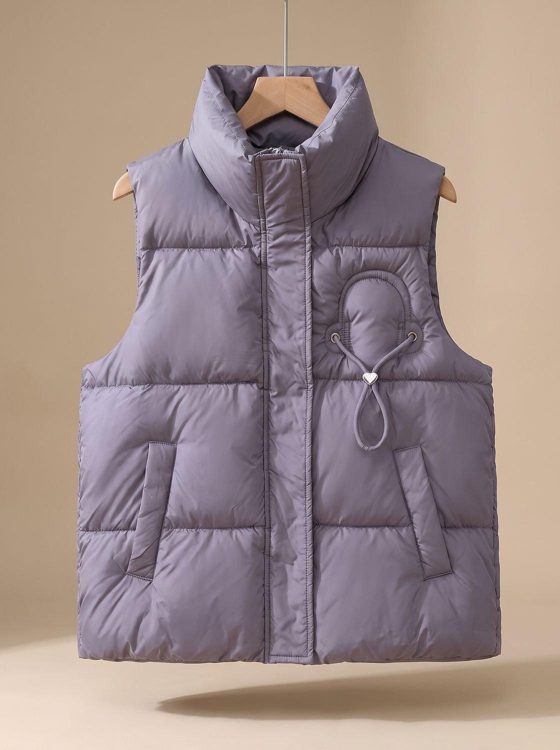 Women's Quilted Vest with Heart Motif | Leonie in Purple - Juana Fashion