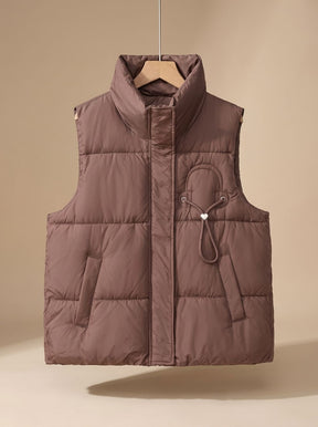 Women's Quilted Vest with Heart Motif | Leonie in Brown - Juana Fashion