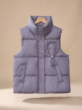 Women's Quilted Vest with Heart Motif | Leonie in Brown - Juana Fashion