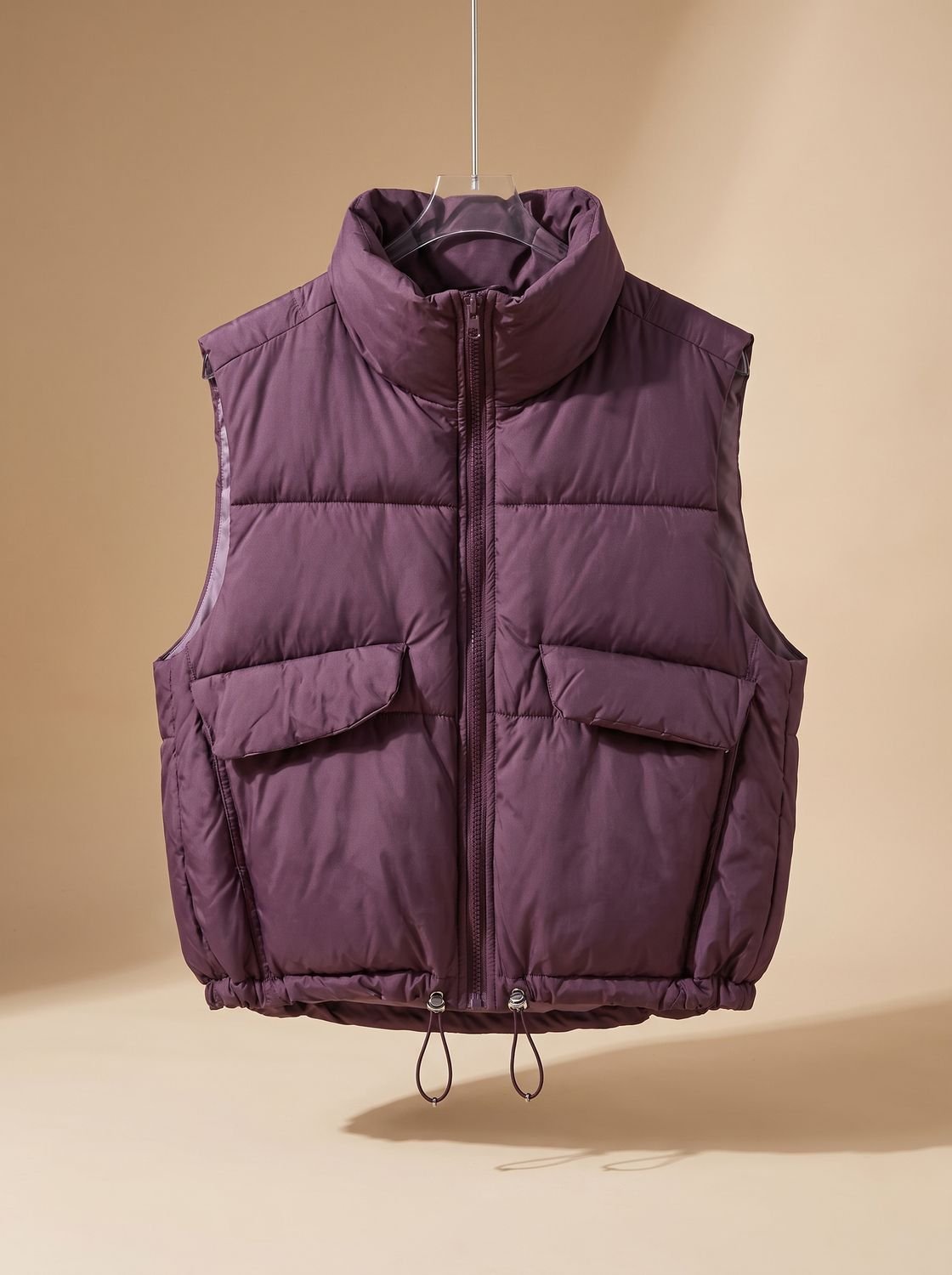Women's Quilted Stand-Collar Vest with Drawstring | Sophie in Purple - Juana Fashion