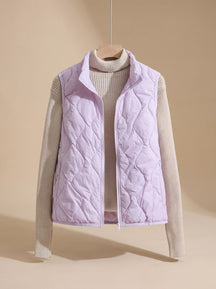 Women's Quilted Stand-Collar Vest with Pockets | Marlene in Cream - Juana Fashion