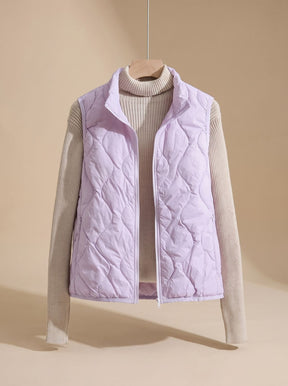 Women's Quilted Stand-Collar Vest with Pockets | Marlene in Cream - Juana Fashion