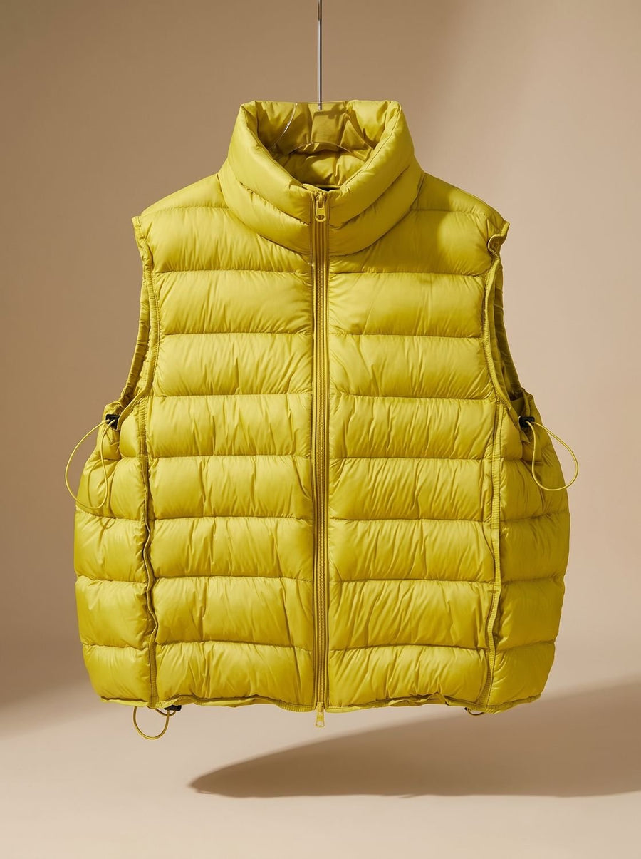Women's Quilted Stand-Collar Zip-Up Vest | Annika in Ginger Yellow - Juana Fashion