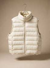 Women's Quilted Stand-Collar Zip-Up Vest | Annika in Off-White - Juana Fashion