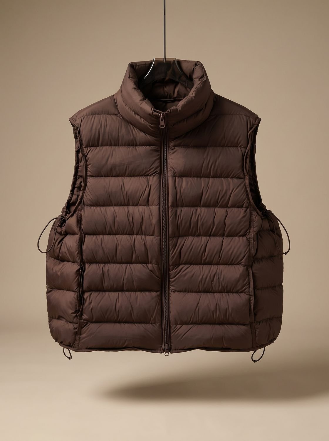 Women's Quilted Stand-Collar Zip-Up Vest | Annika in Brown - Juana Fashion