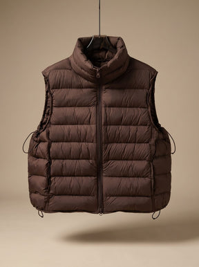Women's Quilted Stand-Collar Zip-Up Vest | Annika in Brown - Juana Fashion