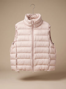 Women's Quilted Stand-Collar Zip-Up Vest | Annika in Light Pink - Juana Fashion