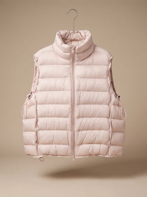 Women's Quilted Stand-Collar Zip-Up Vest | Annika in Light Pink - Juana Fashion