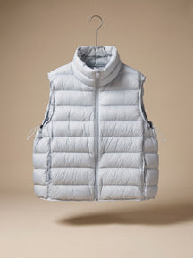 Women's Quilted Stand-Collar Zip-Up Vest | Annika in Light Blue - Juana Fashion