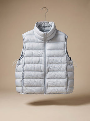 Women's Quilted Stand-Collar Zip-Up Vest | Annika in Light Blue - Juana Fashion