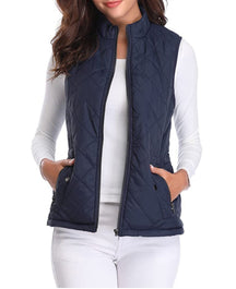 Women's Lightly Padded Quilted Zip-Up Vest | Leonie in Gray - Juana Fashion