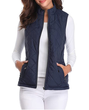 Women's Lightly Padded Quilted Zip-Up Vest | Leonie in Gray - Juana Fashion