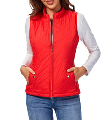 Women's Lightly Padded Quilted Zip-Up Vest | Leonie in Light Coffee - Juana Fashion