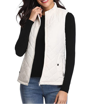 Women's Lightly Padded Quilted Zip-Up Vest | Leonie in Light Coffee - Juana Fashion