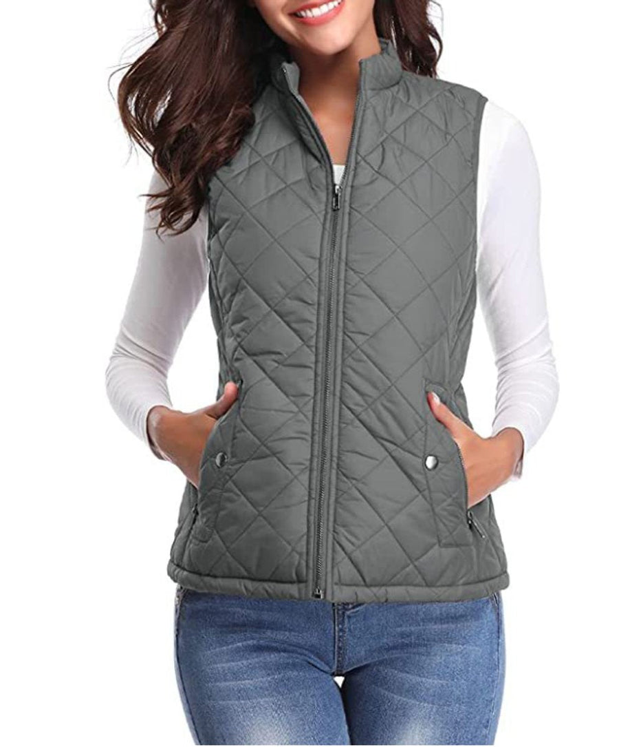 Women's Lightly Padded Quilted Zip-Up Vest | Leonie in Pink - Juana Fashion