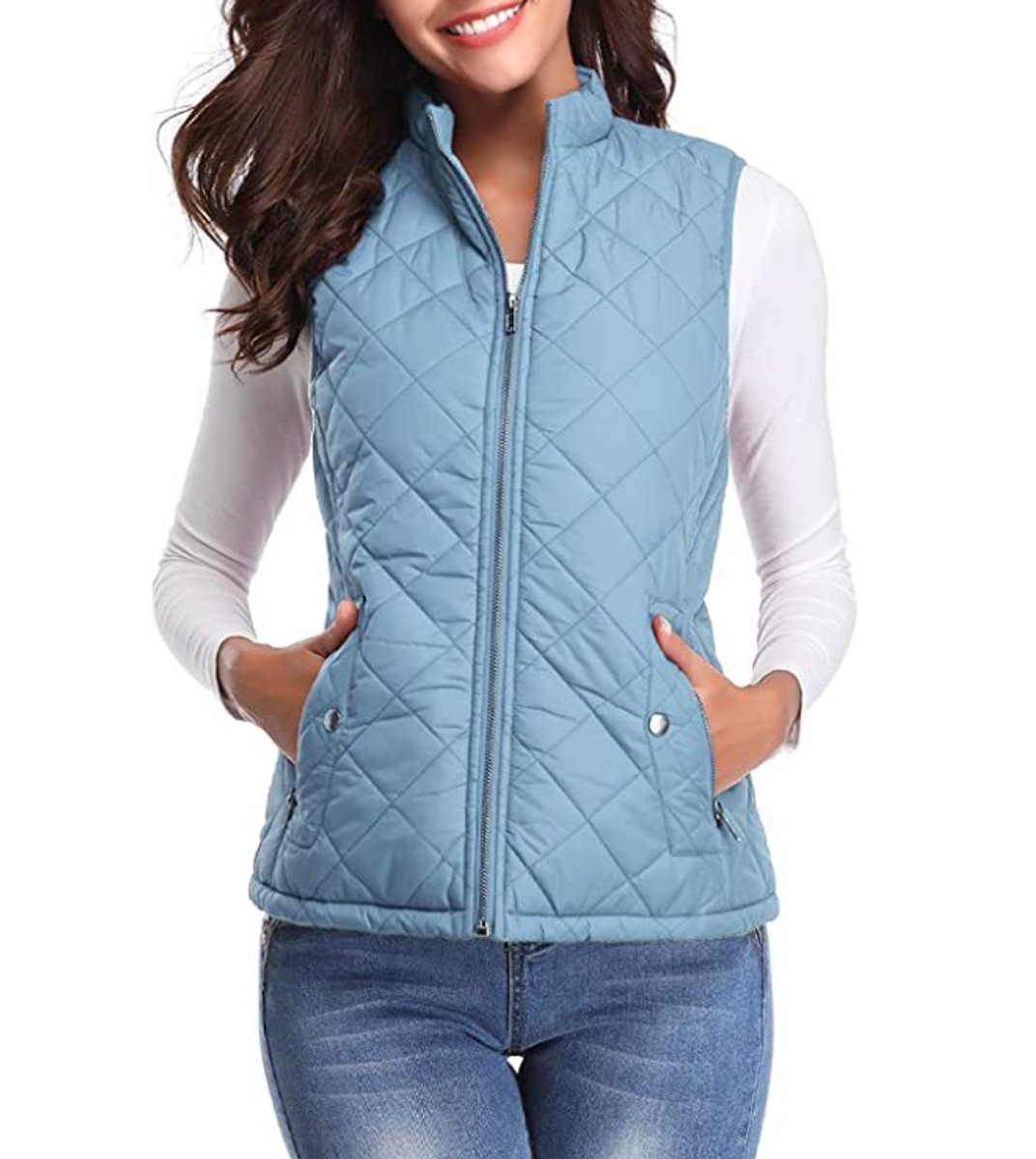 Women's Lightly Padded Quilted Zip-Up Vest | Leonie in Pink - Juana Fashion