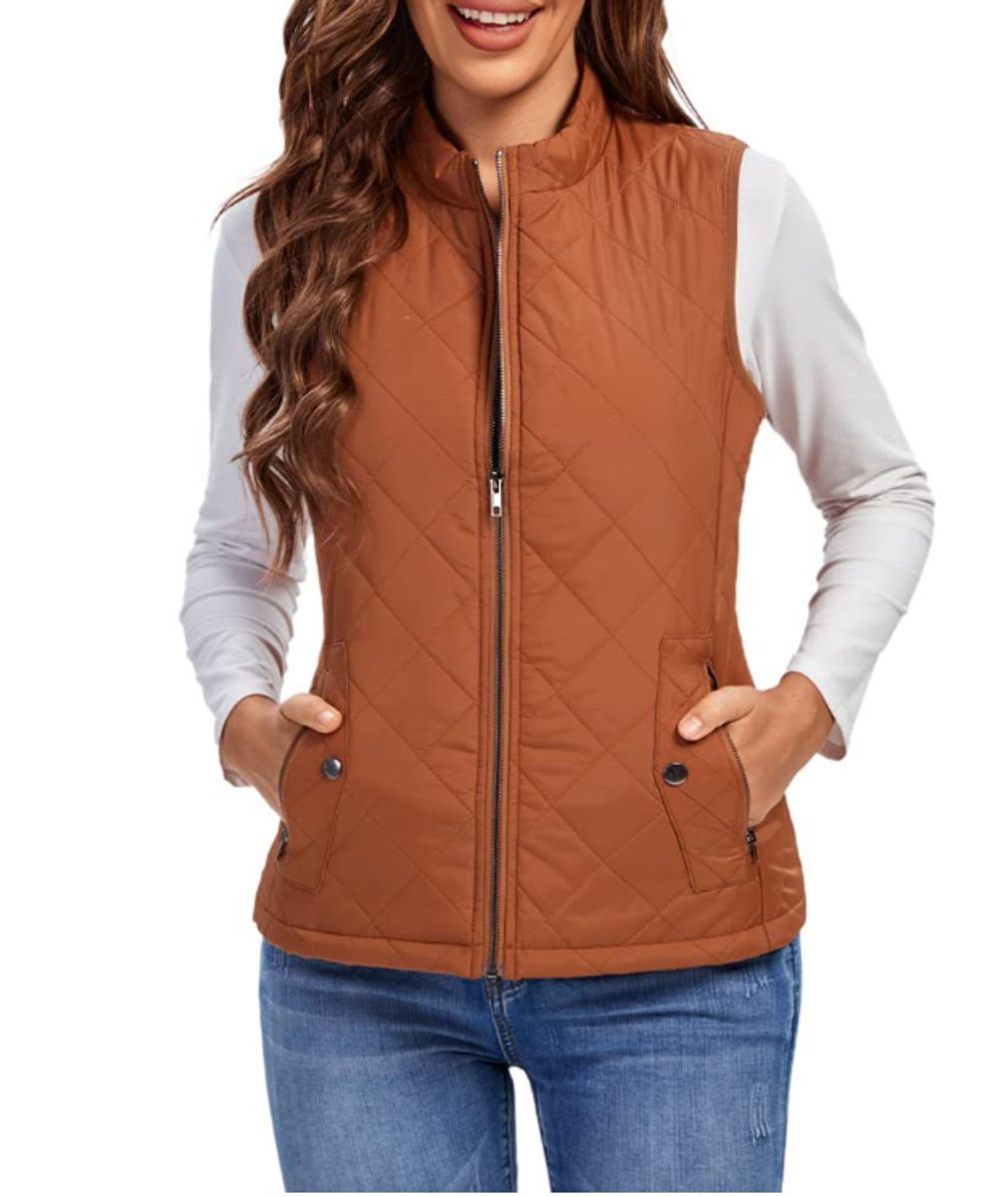 Women's Lightly Padded Quilted Zip-Up Vest | Leonie in Gray - Juana Fashion