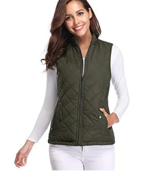 Women's Lightly Padded Quilted Zip-Up Vest | Leonie in Gray - Juana Fashion