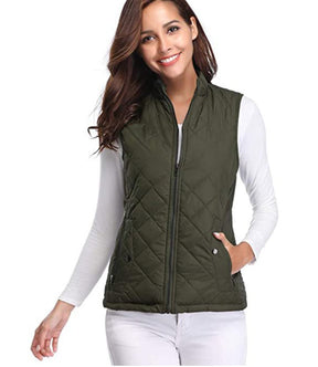 Women's Lightly Padded Quilted Zip-Up Vest | Leonie in Gray - Juana Fashion