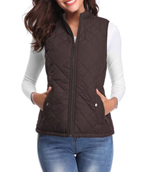Women's Lightly Padded Quilted Zip-Up Vest | Leonie in Gray - Juana Fashion