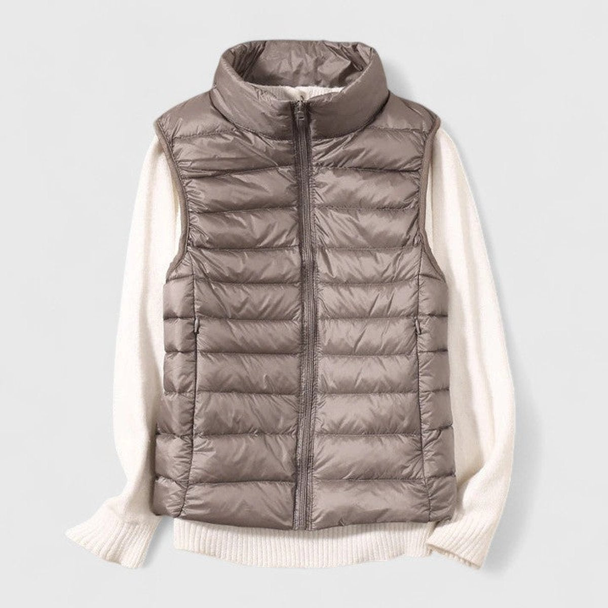 Women's Lightweight Quilted Vest | Mia in Khaki - Juana Fashion
