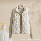 Women's Quilted Stand-Collar Vest in Extended Sizes | Leonie in Cream - Juana Fashion