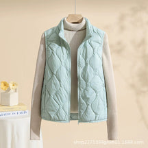 Women's Quilted Stand-Collar Vest in Extended Sizes | Leonie in Cream - Juana Fashion