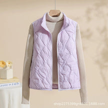 Women's Quilted Stand-Collar Vest in Extended Sizes | Leonie in Cream - Juana Fashion
