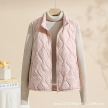 Women's Quilted Stand-Collar Vest in Extended Sizes | Leonie in Cream - Juana Fashion