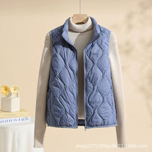 Women's Quilted Stand-Collar Vest in Extended Sizes | Leonie in Cream - Juana Fashion