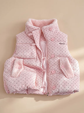 Women's Quilted Stand-Collar Vest with Sherpa | Marie in White - Juana Fashion