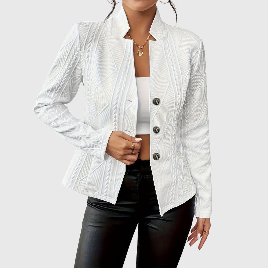 Women's Fitted Textured Blazer | Lena in Gray - Juana Fashion