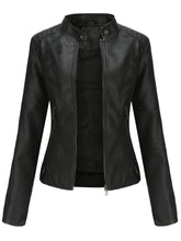 Women's Tailored Faux Leather Biker Jacket | Annika in Black - Juana Fashion