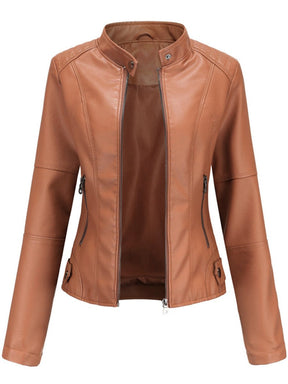 Women's Tailored Faux Leather Biker Jacket | Annika in Black - Juana Fashion