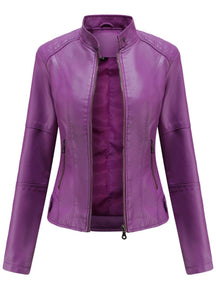 Women's Tailored Faux Leather Biker Jacket | Annika in Black - Juana Fashion
