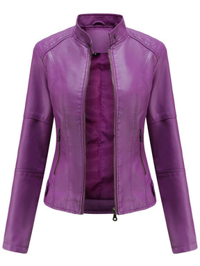 Women's Tailored Faux Leather Biker Jacket | Annika in Black - Juana Fashion