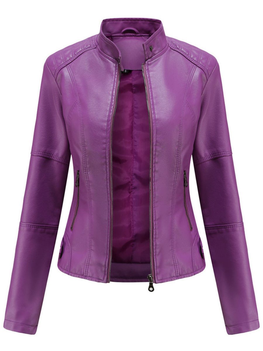 Women's Tailored Faux Leather Biker Jacket | Annika in Black - Juana Fashion