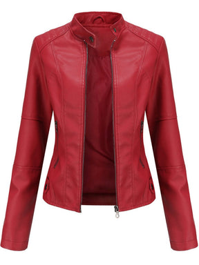 Women's Tailored Faux Leather Biker Jacket | Annika in Black - Juana Fashion