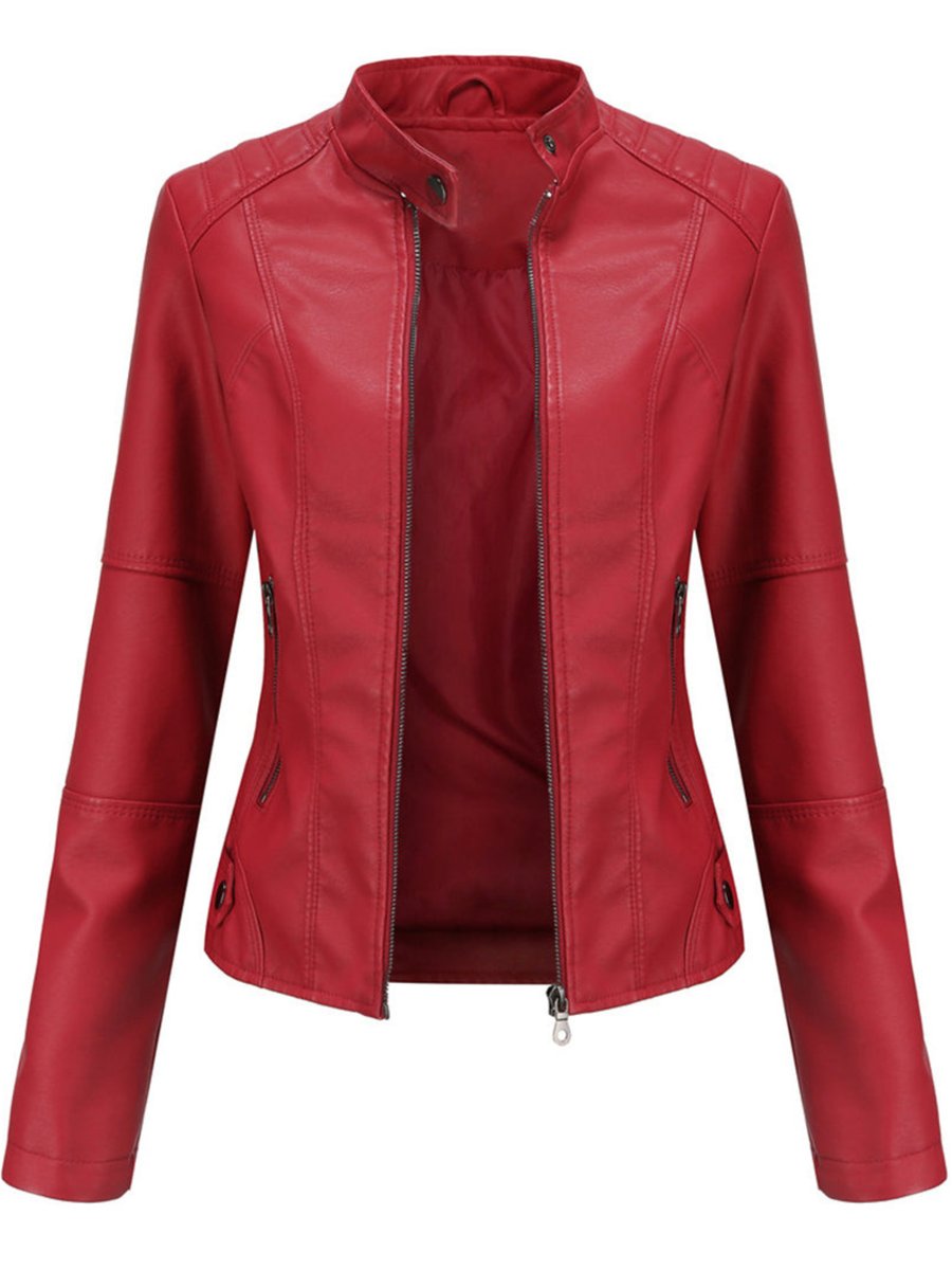 Women's Tailored Faux Leather Biker Jacket | Annika in Black - Juana Fashion