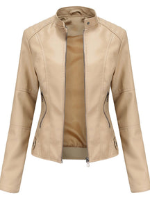 Women's Tailored Faux Leather Biker Jacket | Annika in Black - Juana Fashion