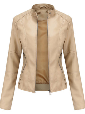 Women's Tailored Faux Leather Biker Jacket | Annika in Black - Juana Fashion