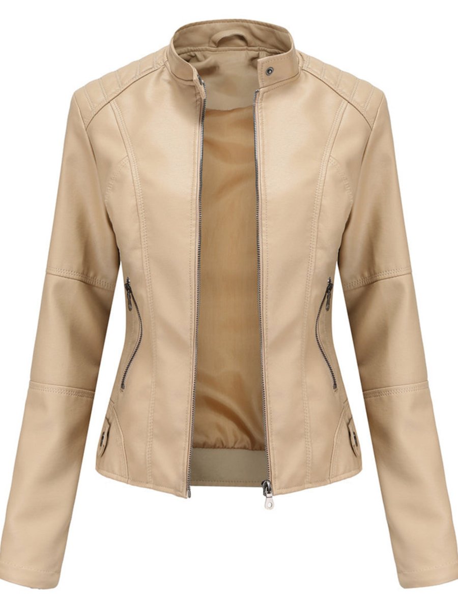 Women's Tailored Faux Leather Biker Jacket | Annika in Black - Juana Fashion