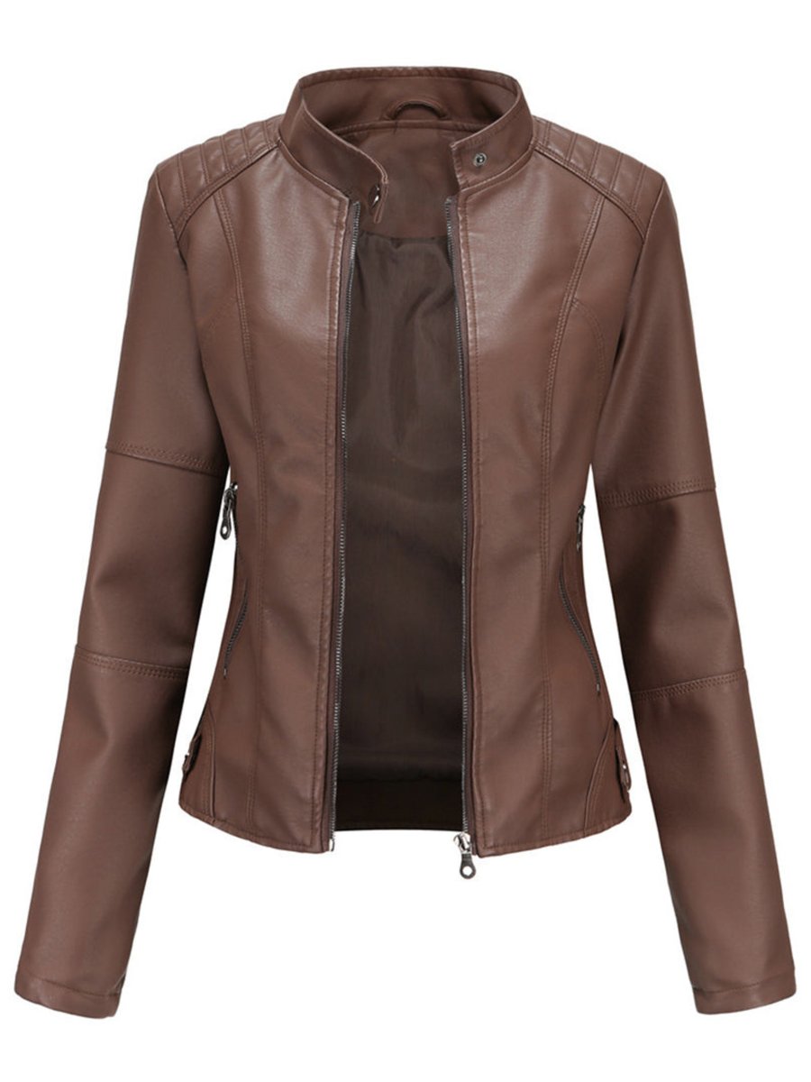 Women's Tailored Faux Leather Biker Jacket | Annika in Black - Juana Fashion