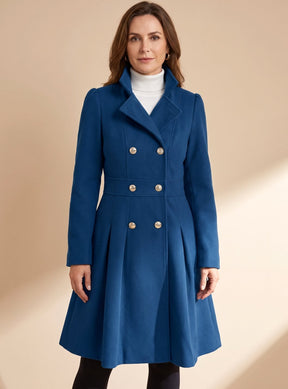 Women's Tailored Flared Wool Coat | Greta in Yellow - Juana Fashion