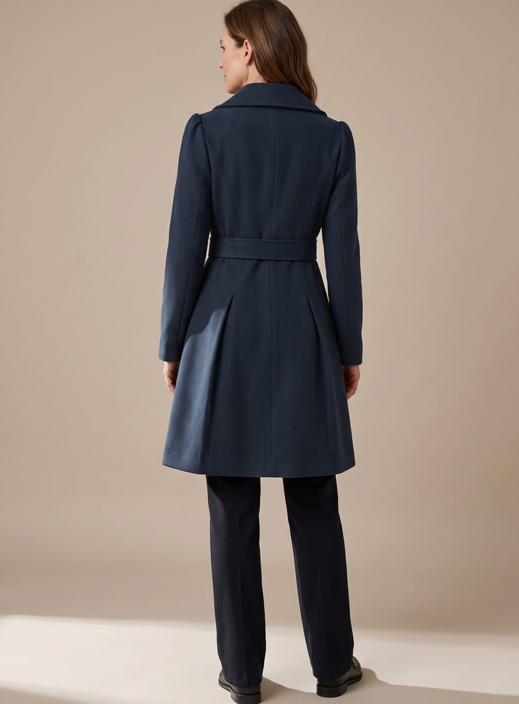 Women's Tailored Flared Wool Coat | Greta in Black - Juana Fashion