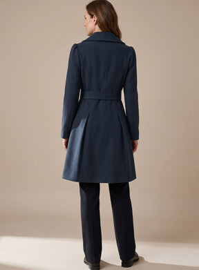 Women's Tailored Flared Wool Coat | Greta in Black - Juana Fashion