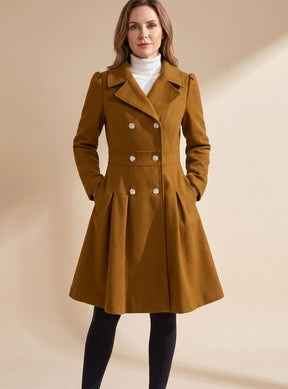 Women's Tailored Flared Wool Coat | Greta in Camel - Juana Fashion